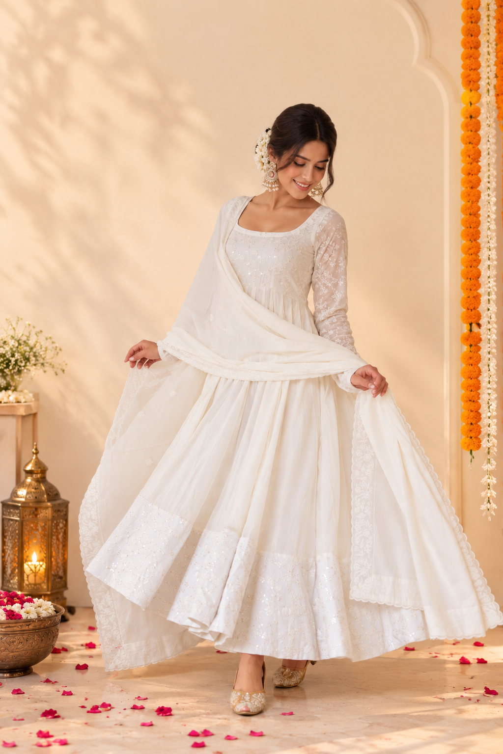 Beautiful Chikankari Fabric Anarkali Dress