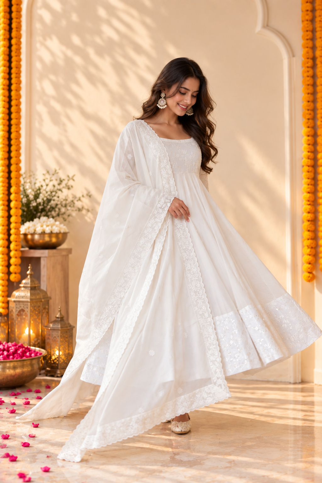 Beautiful Chikankari Fabric Anarkali Dress