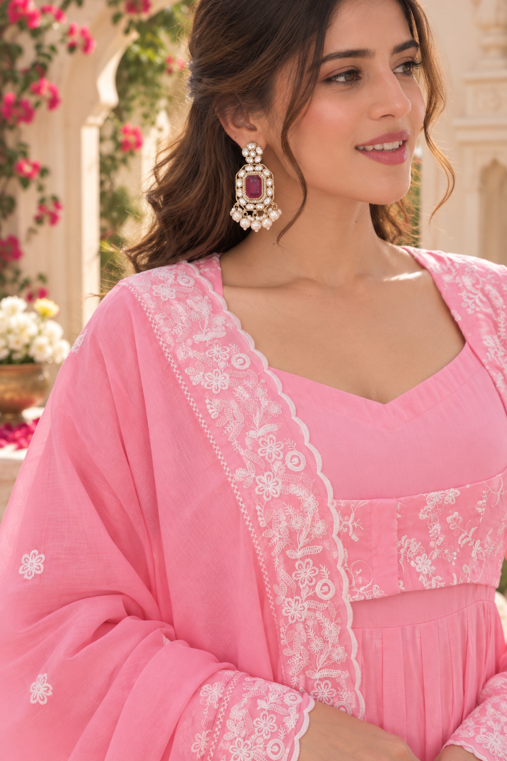 Chikankari Jacket Style Anarkali Suit Set