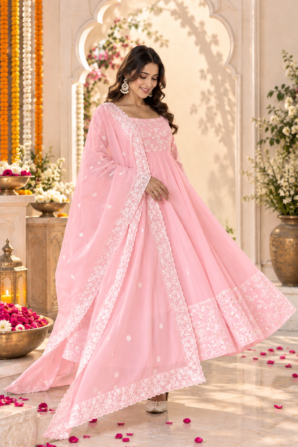 Beautiful Chikankari Fabric Anarkali Dress