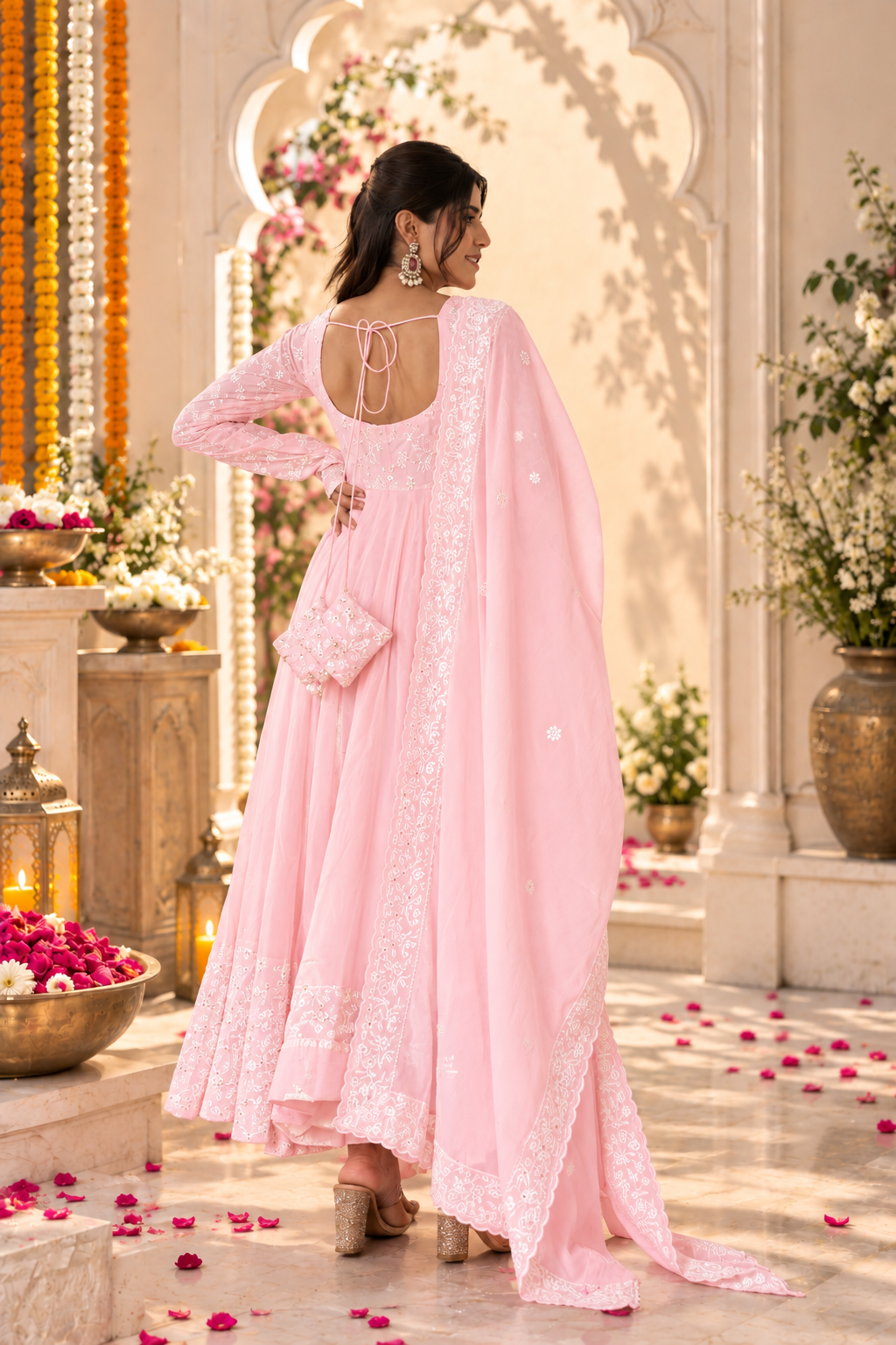Beautiful Chikankari Fabric Anarkali Dress