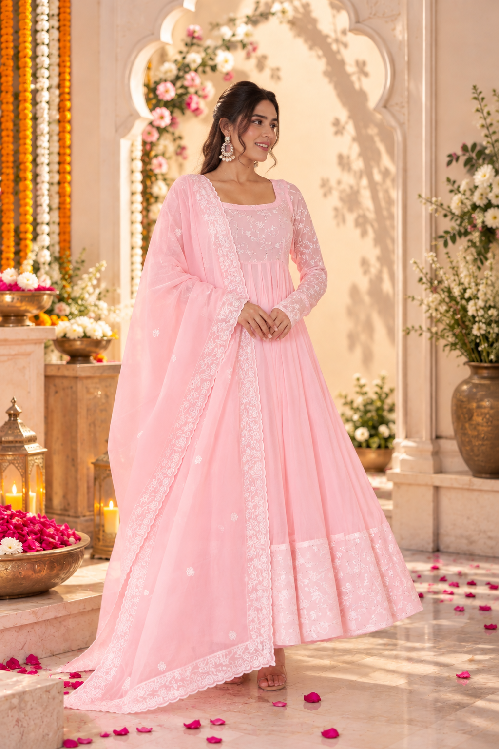 Beautiful Chikankari Fabric Anarkali Dress