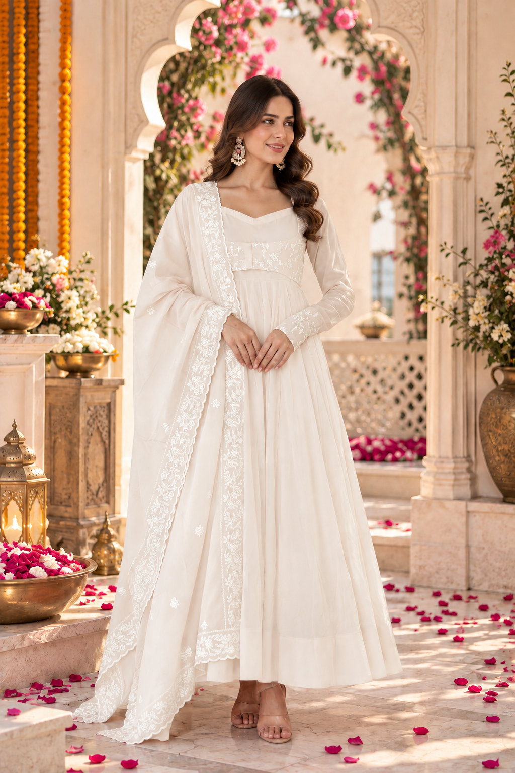 Chikankari Jacket Style Anarkali Suit Set
